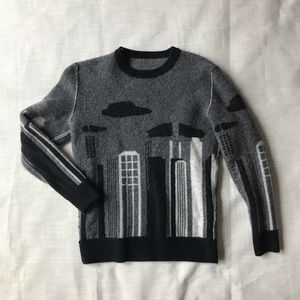 Wool cityscape grey monochromatic sweater XS